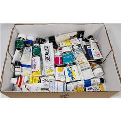 BOX W/OVER 30 ACRYLIC PAINTS - GENERAL,