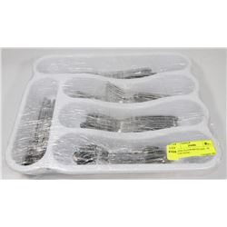PLASTIC FLATWARE IN CASE - 50 PIECES TOTAL -