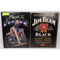 LOT OF 2 MAN CAVE WOOD SIGNS