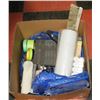 Image 1 : LARGE BOX OF PAINTING SUPPLIES AND TOOLS -