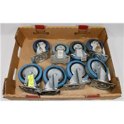 FLAT OF ASSORTED BLUE TIRES CART WHEELS