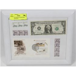 FRAMED UNITED STATES $1 BILL WITH ASSORTED