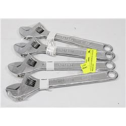 LOT OF FOUR ASSORTED CRESCENT WRENCHES