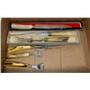 Image 1 : VINTAGE STAG HORN CARVING SET, ANTLER KNIVES.