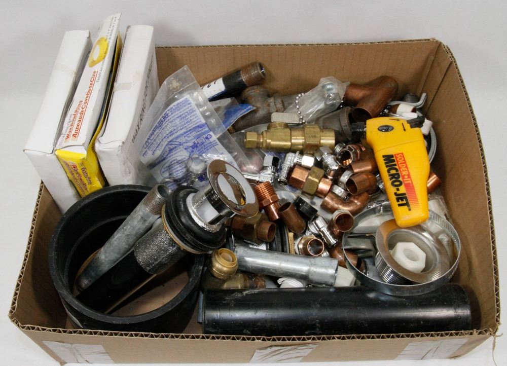 FLAT OF ASSORTED PLUMBING SUPPLIES Kastner Auctions