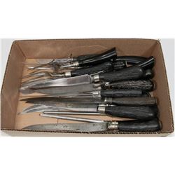 VINTAGE KNIVES, CARVING FORKS, SHARPENERS.