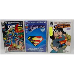3 PACK OF SUPERMAN COMICS.