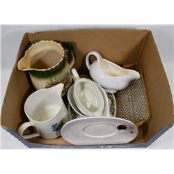 LOT OF ASSORTED, INCLUDING GRAVY BOATS AND CRYSTAL