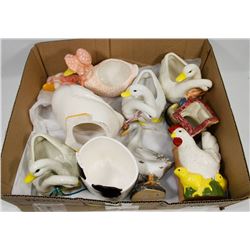 LARGE BOX OF VINTAGE BIRD PLANTERS