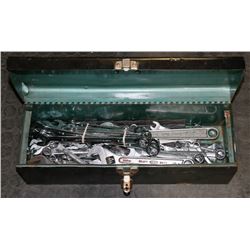 TOOL BOX W/ 60 PCS HAND AND CRESCENT WRENCHES.