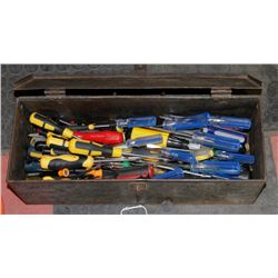 TOOLBOX W/ SCREWDRIVERS: FULLER, MASTERCRAFT ETC.