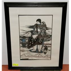INUIT FRAMED PICTURE SIGNED BY ARTIST