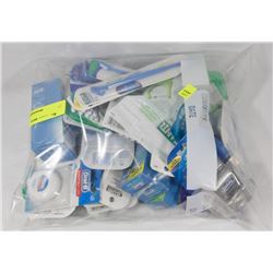 BAG OF ASSORTED FLOSS AND DENTAL PRODUCTS