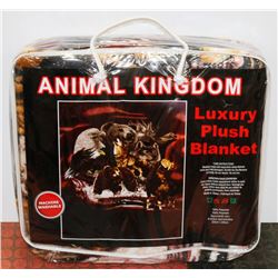 NEW! "ANIMAL KINGDOM" LUXURY PLUSH BLANKET (QUEEN)