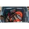 Image 1 : BOX OF EXTENSION CORDS, TREBLE LIGHTS AND MORE.