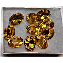 15)  LOT OF 10 OVAL CITRINE COLORED
