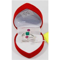 #55-GREEN EMERALD CZ  RUBY RING SIZE 8