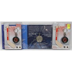 LOT OF TWO CANADIAN $1 CALGARY FLAMES DOLLAR COINS