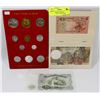 Image 1 : LOT OF ASSORTED WORLD CURRENCY BILLS AND COINS