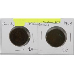 LOT OF 2 CANADA LARGE PENNIES