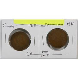 LOT OF 2 CANADA LARGE PENNIES