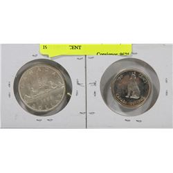 LOT OF 2 CANADA COINS, 1966 $1, 1967 FIFTY CENT