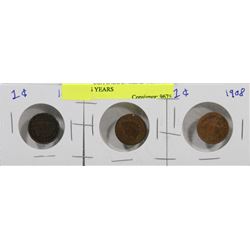 LOT OF 3 USA INDIAN HEAD PENNIES VARIOUS YEARS