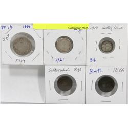 LOT OF 5 ASSORTED WORLD COINS