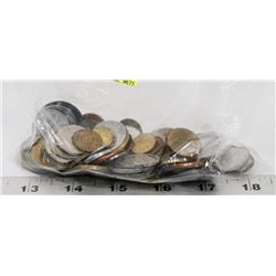 BAG OF ASSORTED WORLD COINS