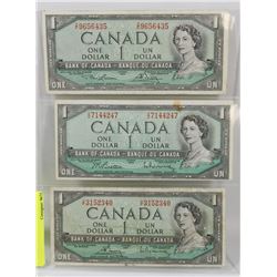 LOT OF 3  CANADA  1967 $1 BILLS