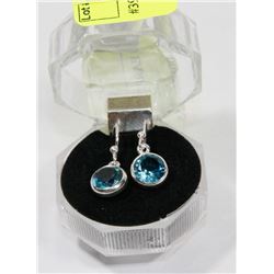 #39-BLUE CZ DANGLING EARRINGS