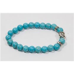 #122-NATURAL GREEN TURQUOISE BEAD BRACELET 8MM