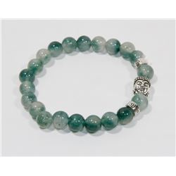 #121-NATURAL GREEN FLUORITE BEAD BRACELET 8MM