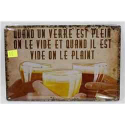 NEW 12" X 8" QUAND UN VERRE EST PLEIN ON LE VIDE