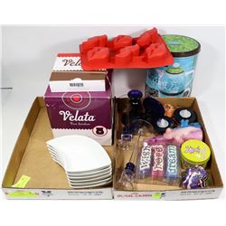 FLAT OF CANDLES SOLD WITH FLAT OF KITCHEN ITEMS