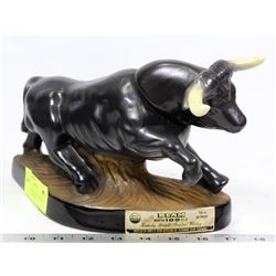 VINTAGE JIM BEAM RAGING BULL BOURBON DECANTER.