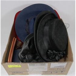 4 LADIES FELT HATS AND. 1 RED 2 BLACK 1 NAVY BLUE.