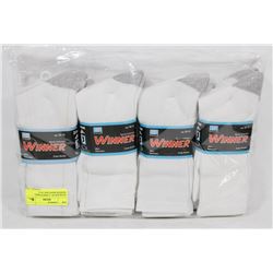 LOT OF 12 NEW MENS WHITE WITH GREY ACCENTS CREW