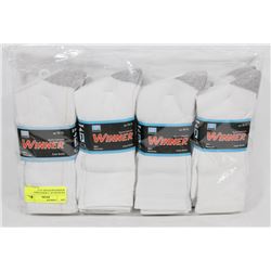 LOT OF 12 NEW MENS WHITE WITH GREY ACCENTS CREW