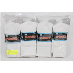 LOT OF 12 NEW MENS WHITE WITH GREY ACCENTS CREW