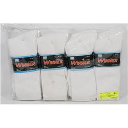 LOT OF 12 NEW MENS WHITE CREW SOCKS