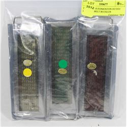 THREE RAVE/EDM OUTFIT LIGHT UP BELT BUCKLES