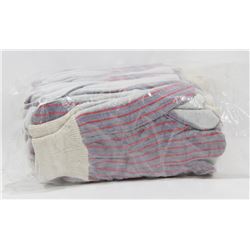 1 DOZEN PAIR OF WORK GLOVES, BLUE RED PATTERN