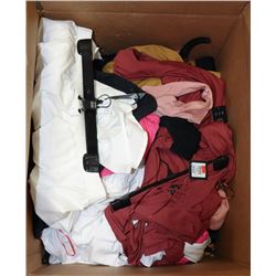 BOX OF ASSORTED CLOTHING, APPEARS TO BE MOSTLY