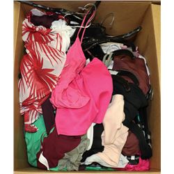 BOX OF ASSORTED CLOTHING, APPEARS TO BE MOSTLY