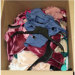 BOX OF ASSORTED CLOTHING, APPEARS TO BE MOSTLY