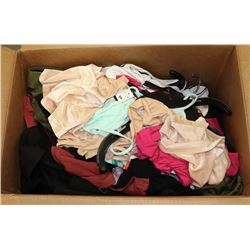 BOX OF ASSORTED CLOTHING, APPEARS TO BE MOSTLY
