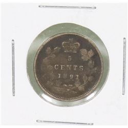 1891 CANADIAN QUEEN VICTORIA 5 CENT COIN
