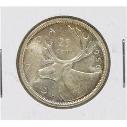 BRILLIANT UNCIRCULATED 1956 QEII 25 CENT COIN
