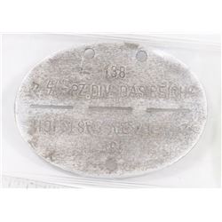GERMAN NAZI WWII DOG TAG, SECOND DIVISION
